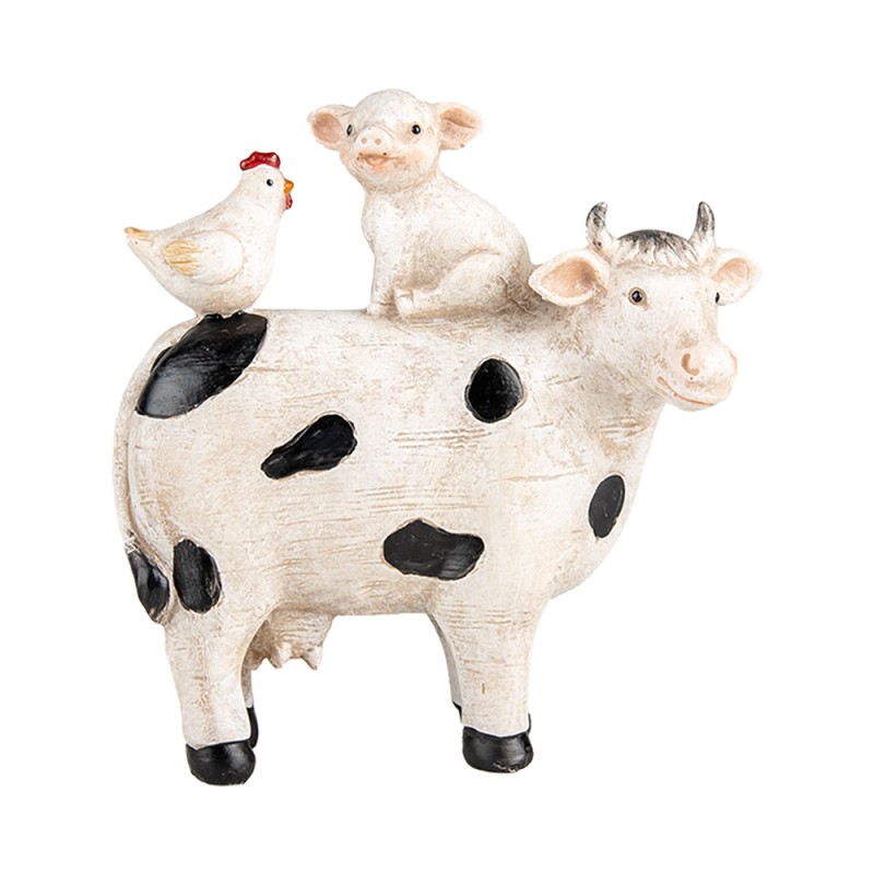 Clayre & Eef Statuetta decorativa Mucca 12x5x13 cm Bianco Plastica