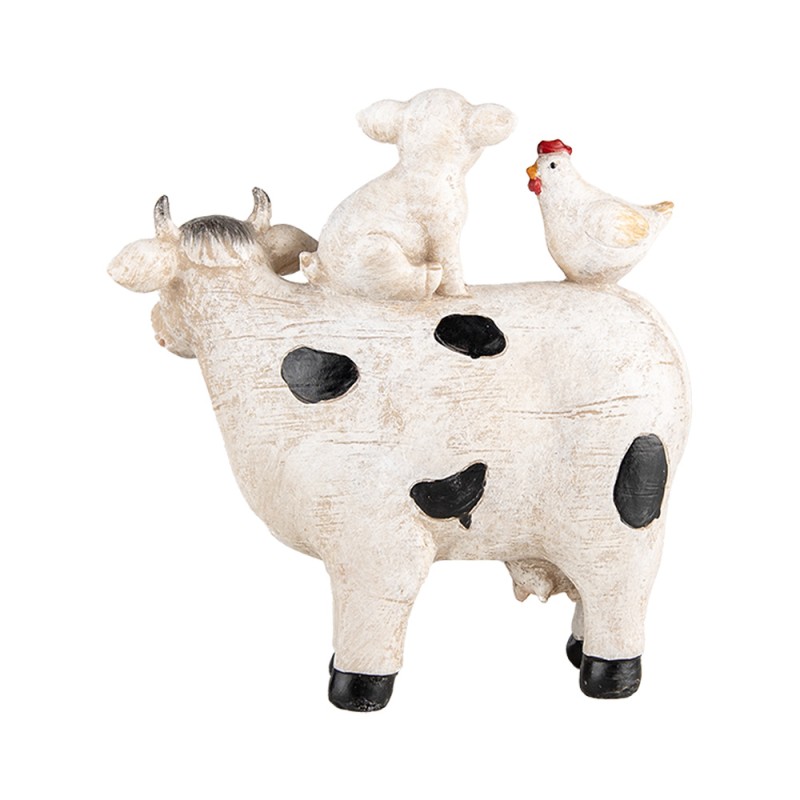 Clayre & Eef Statuetta decorativa Mucca 12x5x13 cm Bianco Plastica