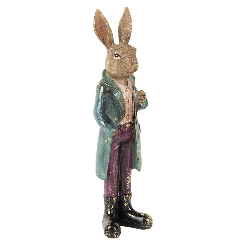 Clayre & Eef Figurine décorative Lapin 24 cm Marron Plastique