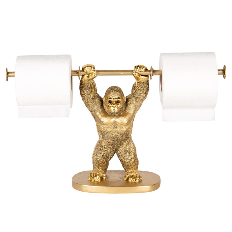 Clayre & Eef WC-Rollenhalter Affe 40x12x23 cm Goldfarbig Kunststoff