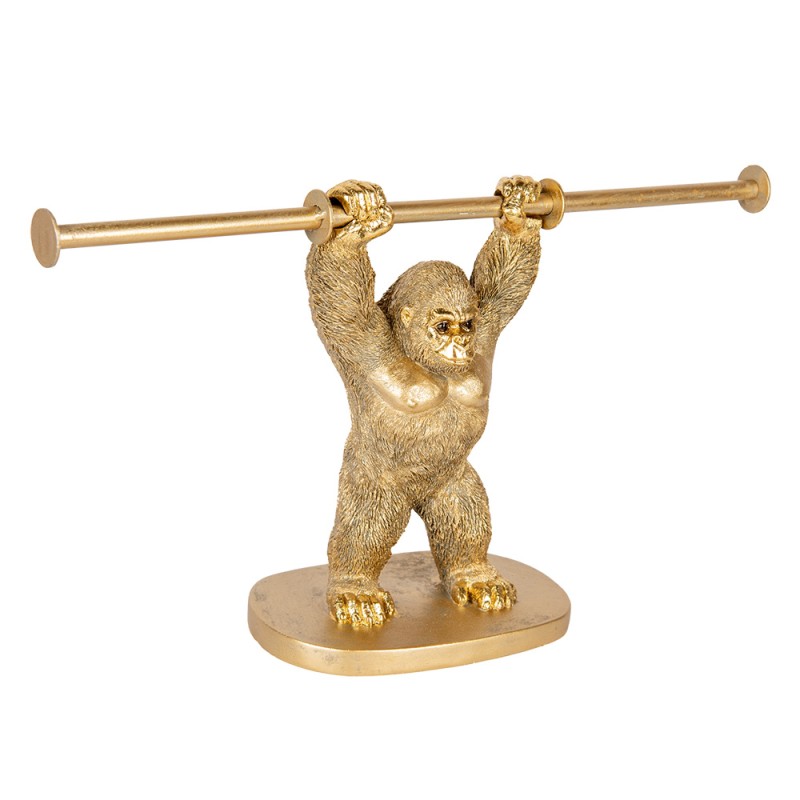 Clayre & Eef WC-Rollenhalter Affe 40x12x23 cm Goldfarbig Kunststoff