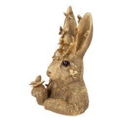 Clayre & Eef Statuetta decorativa Coniglio 21x20x34 cm Color oro Plastica