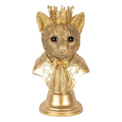 Clayre & Eef Dekorationsfigur Katze 37 cm Goldfarbig Kunststoff