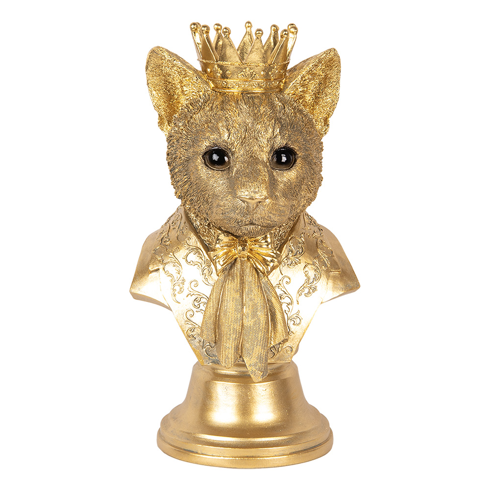 Clayre&Eef Decoratie Beeld Kat 37 cm Goudkleurig Kunststof afbeelding