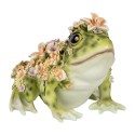 Clayre & Eef Dekorationsfigur Frosch 24x21x19 cm Grün Kunststoff Blumen