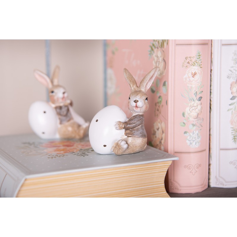 Clayre & Eef Dekorationsfigur Kaninchen 8 cm Braun Kunststoff