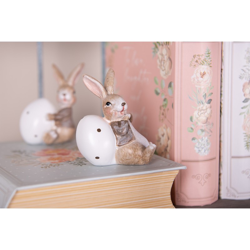 Clayre & Eef Statuetta decorativa Coniglio 8 cm Marrone Plastica