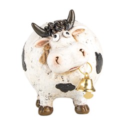 Clayre & Eef Dekorationsfigur Kuh 9x7x9 cm Weiß Schwarz Kunststoff