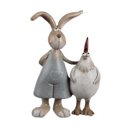 Clayre & Eef Decorative Figurine Rabbit 7x3x10 cm Brown White Plastic