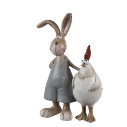 Clayre & Eef Decorative Figurine Rabbit 7x3x10 cm Brown White Plastic