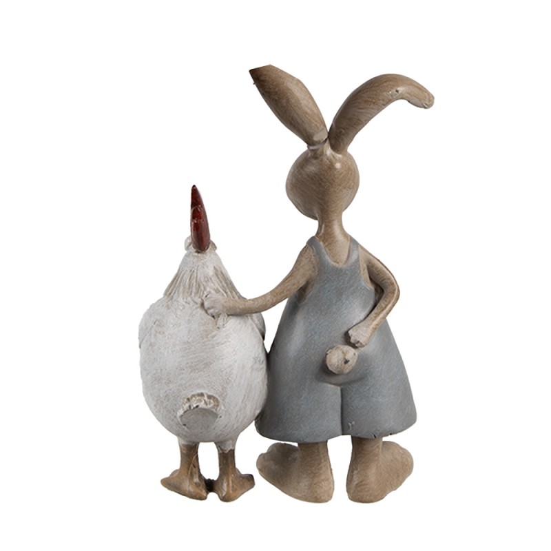 Clayre & Eef Dekorationsfigur Kaninchen 7x3x10 cm Braun Weiß Kunststoff
