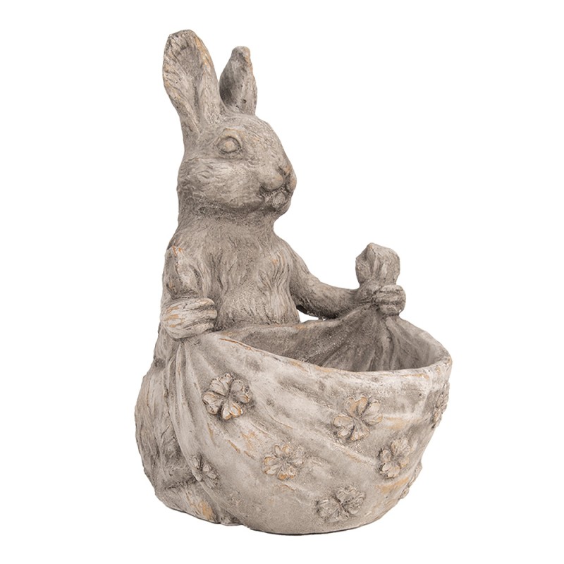 Clayre & Eef Fioriera Coniglio 20x24x31 cm Grigio Beige Pietra
