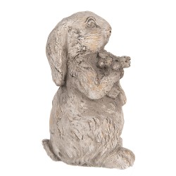 Clayre & Eef Statuetta decorativa Coniglio 15 cm Grigio Pietra