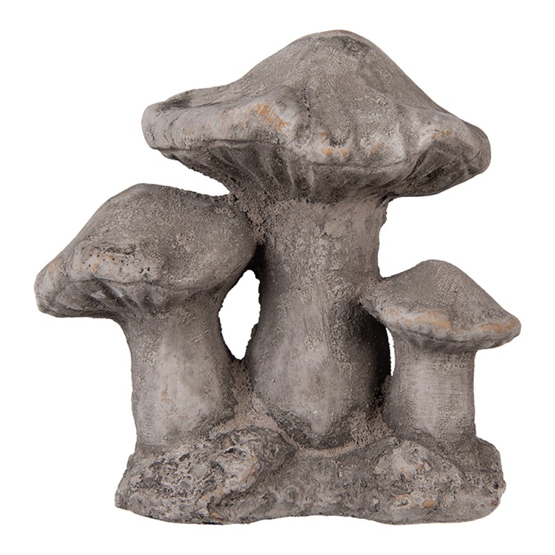 Clayre & Eef Decoratie Beeld Paddenstoel 16x12x15 cm Grijs Steen