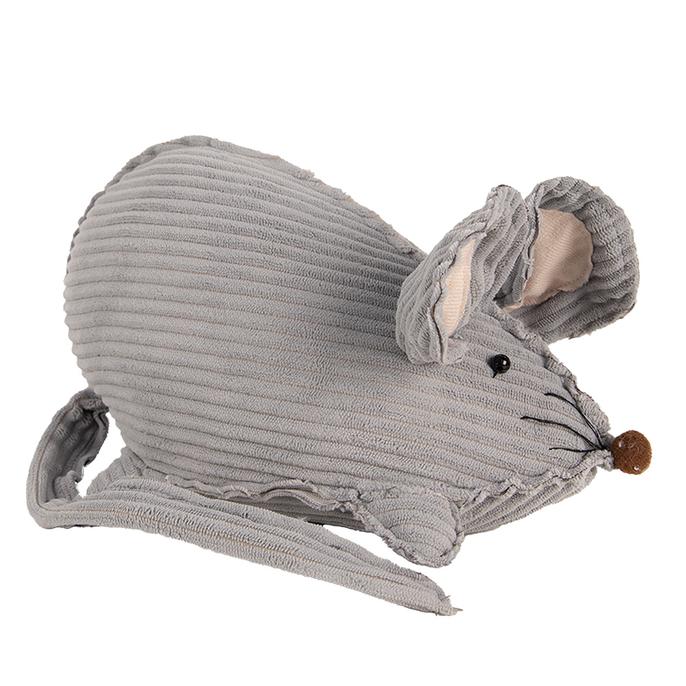 Clayre & Eef Deurstopper Muis 28x15x16 cm Grijs Stof - Clayre & Eef Deurstopper Muis 28x15x16 cm Grijs Stof -