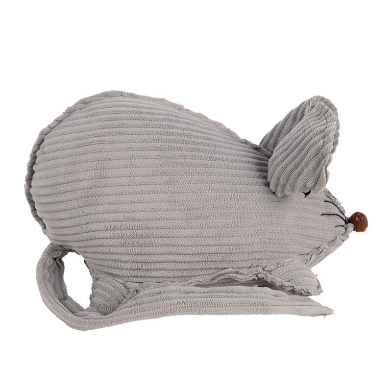 Clayre & Eef Fermaporta Mouse 28x15x16 cm Grigio Tessuto