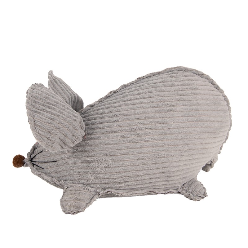 Clayre & Eef Fermaporta Mouse 28x15x16 cm Grigio Tessuto