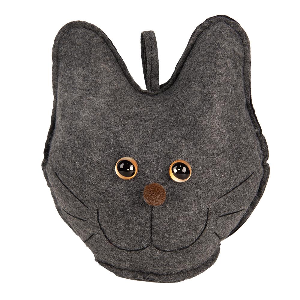 Clayre&Eef Deurstopper Kat 20x14x22 cm Grijs Synthetisch afbeelding