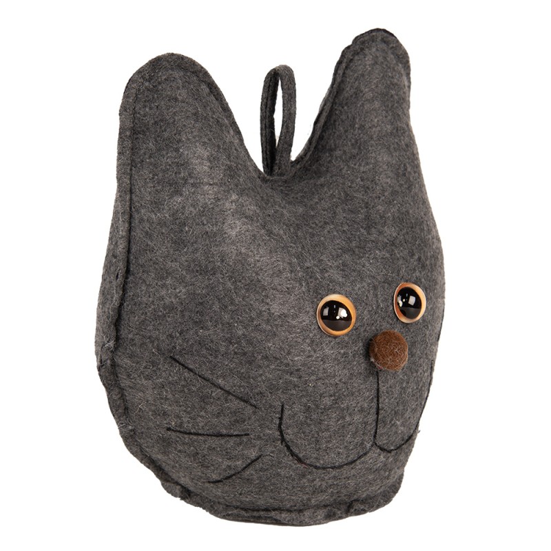 Clayre & Eef Door Stop Cat 20x14x22 cm Grey Fabric