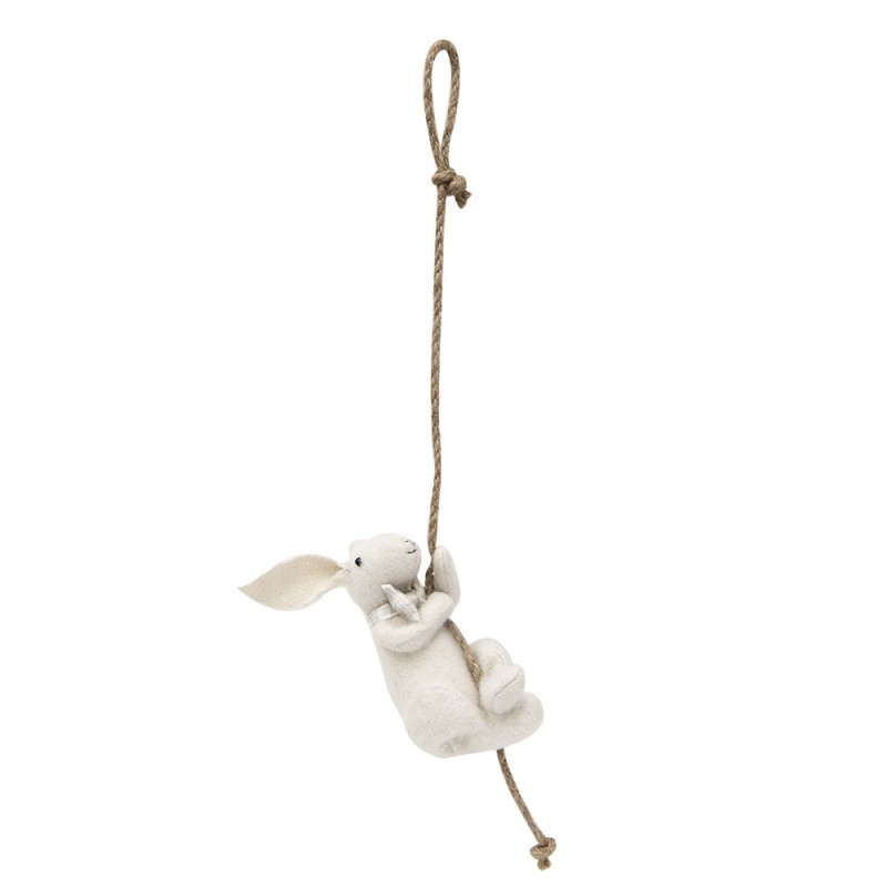 Clayre & Eef Stuffed toy Rabbit 8x9x16/50 cm White Fabric