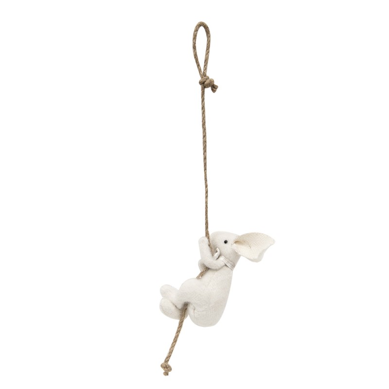 Clayre & Eef Stuffed toy Rabbit 8x9x16/50 cm White Fabric