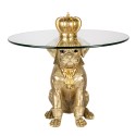 Clayre & Eef Tavolino tondo Cane Ø 55x55 cm Color oro Plastica Vetro