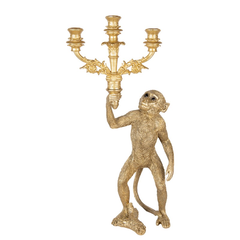 Clayre & Eef Candle holder Monkey 30x22x60 cm Gold colored Plastic