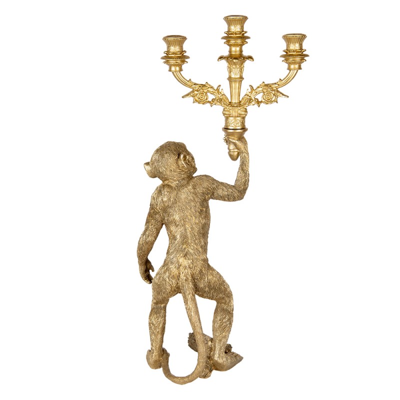 Clayre & Eef Candle holder Monkey 30x22x60 cm Gold colored Plastic
