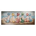 Clayre & Eef Peintures métalliques en 3D 150x60 cm Multicolore Métal Plage