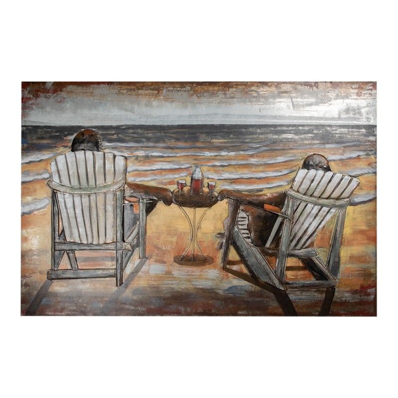 Clayre & Eef Peintures métalliques en 3D 120x80 cm Multicolore Plage
