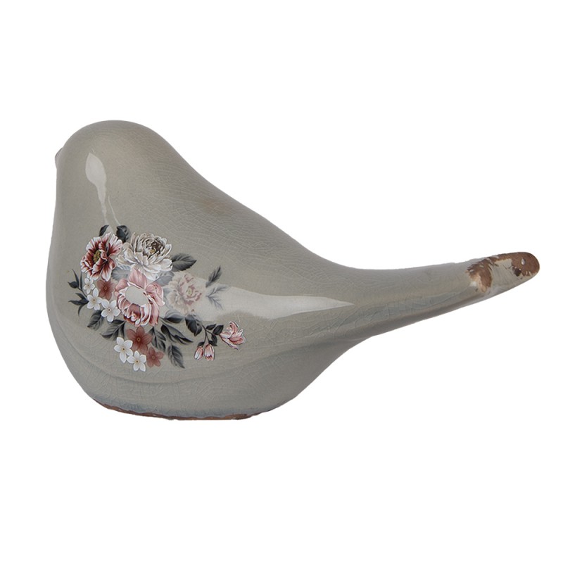 Clayre & Eef Dekorationsfigur Vogel 25x10x13 cm Grau Keramik