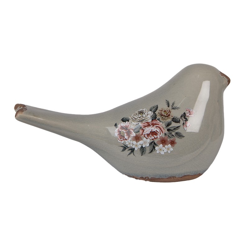 Clayre & Eef Dekorationsfigur Vogel 25x10x13 cm Grau Keramik