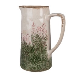 Clayre & Eef Decoration can 21x14x26 cm Beige Ceramic Flowers