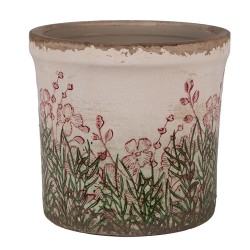 Clayre & Eef Blumentopf Ø 13x12 cm Beige Keramik Blumen