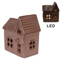 Clayre & Eef Decorativa Casa con LED 10x6x12 cm Rosa Ceramica