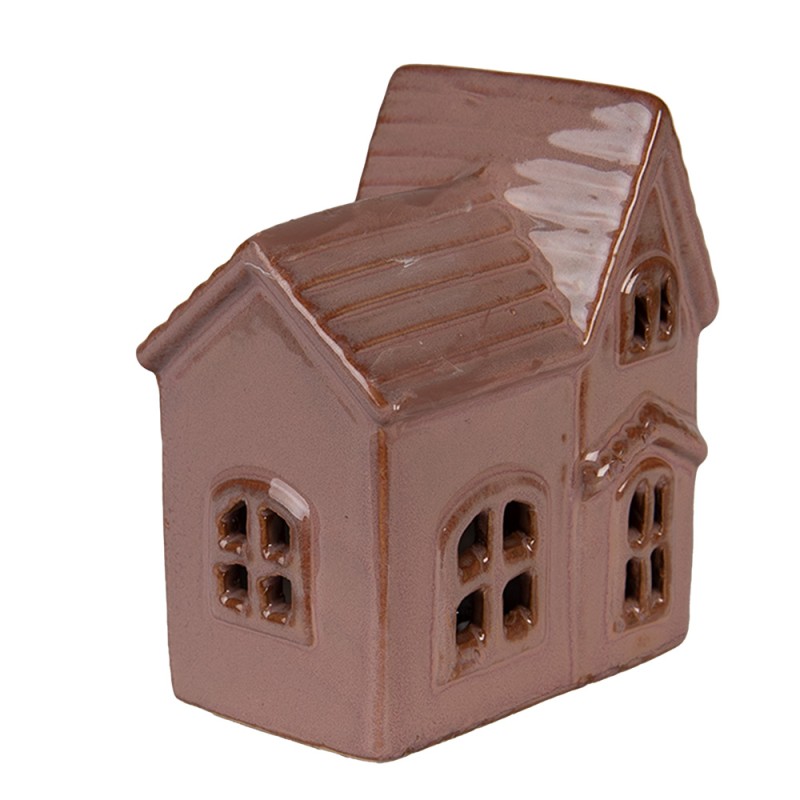 Clayre & Eef Decorativa Casa con LED 10x6x12 cm Rosa Ceramica