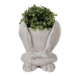 Clayre & Eef Bloempot Konijn 17x16x19 cm Beige Steen