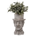 Clayre & Eef Blumentopf Mann 15x16x24 cm Grau Stein
