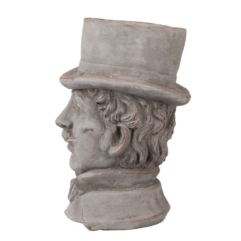 Clayre & Eef Blumentopf Mann 15x16x24 cm Grau Stein
