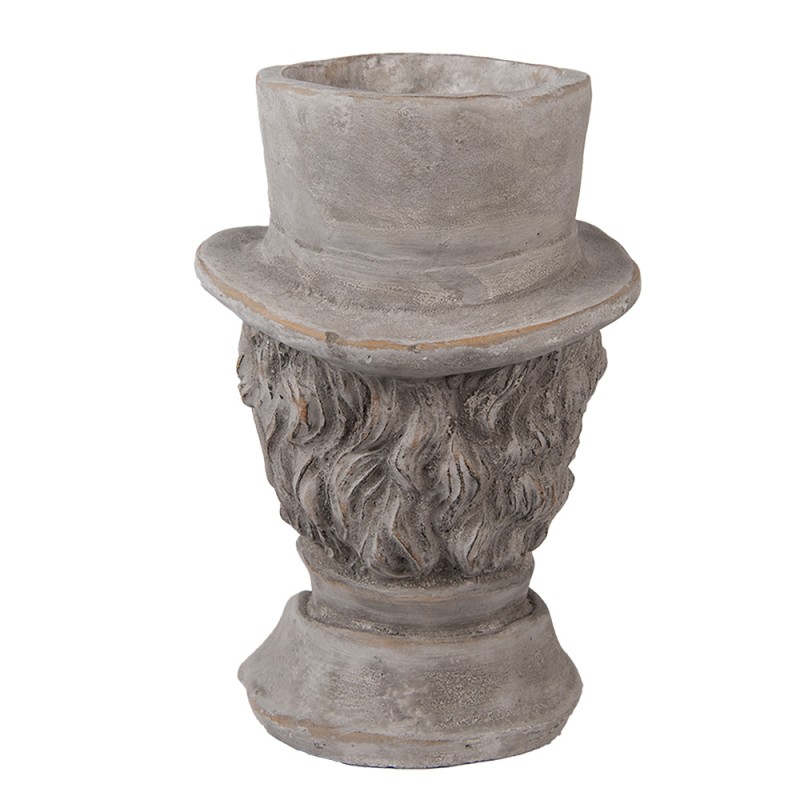Clayre & Eef Blumentopf Mann 15x16x24 cm Grau Stein