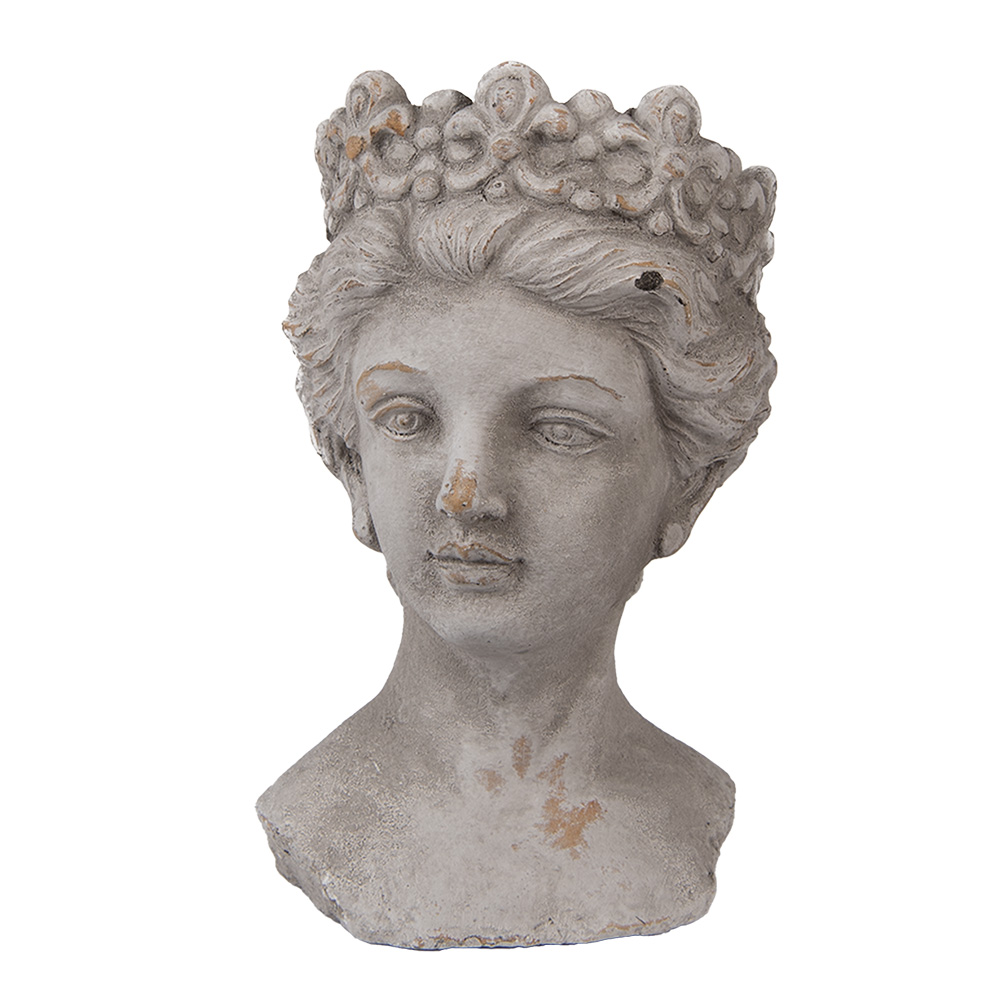 Clayre&Eef Bloempot Vrouw 14x15x24 cm Grijs Steen afbeelding
