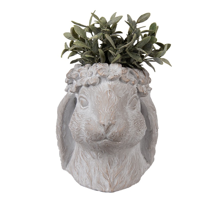 Clayre & Eef Fioriera Coniglio 21x20x22 cm Beige Pietra