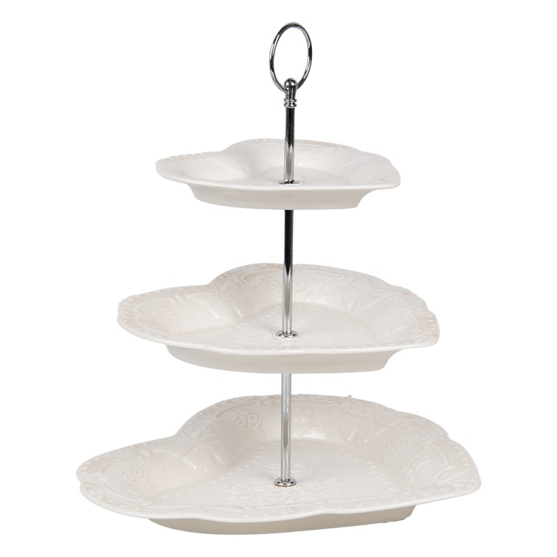 Clayre & Eef 3-Schicht-Etagere Ø 26x31 cm Weiß Keramik