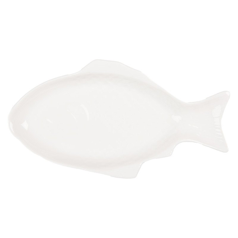Clayre & Eef Ciotola Pesce 375 ml Bianco Ceramica