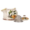 Clayre & Eef Theepot met Filter 800 ml Wit Geel Keramiek Citroenen