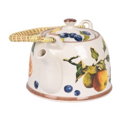 Clayre & Eef Théière avec filtre 800 ml Blanc Jaune Céramique Orange