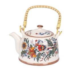 Clayre & Eef Teapot with Infuser 800 ml White Blue Ceramic