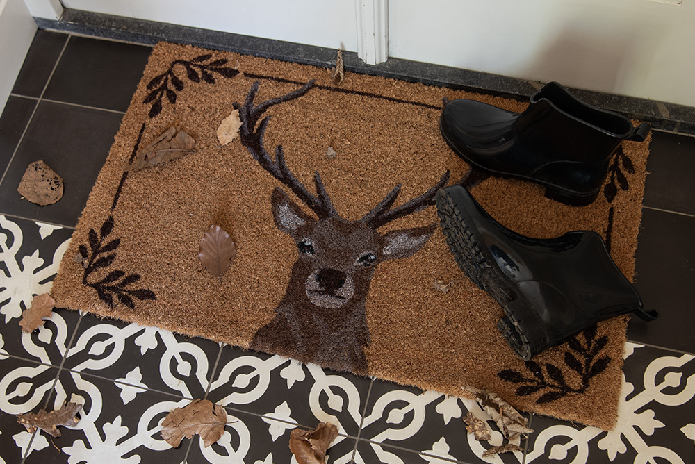 Deurmat 75X45 Cm Bruin Kokos Hert-image