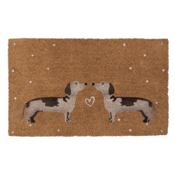 Clayre & Eef Deurmat 75x45 cm Bruin Kokos Teckels