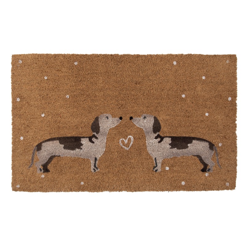 Clayre & Eef Deurmat 75x45 cm Bruin Kokos Teckels